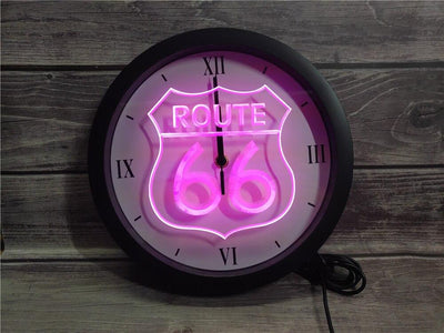 Vintage Neon Route 66 Klok