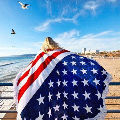 Vintage Strandhanddoek Met Vlag Van De VS