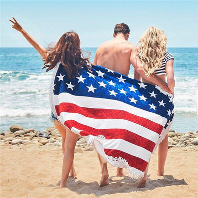 Vintage Strandhanddoek Met Vlag Van De VS