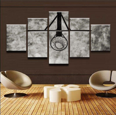 Vintage Basketbal Zwart-Wit Schilderij