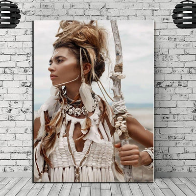 Vintage Indiaanse Vrouw Schilderij