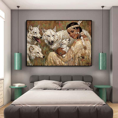 Kleurrijke Indiase Vintage Schilderij