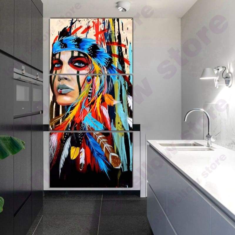 Amerikaanse Indiase Vintage Schilderij