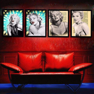 Vintage Marilyn Monroe Zwart-Wit Schilderij