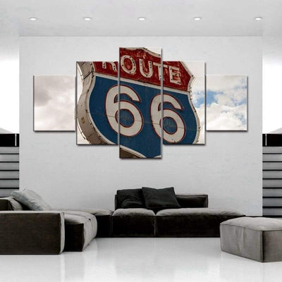 Route 66 Vintage Metalen Schilderij