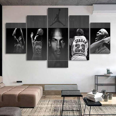 Vintage Michael Jordan Zwart-Wit Schilderij