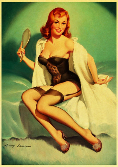 Vintage Pin-Up Schilderij