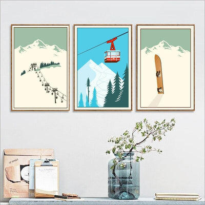 Vintage Ski-Schilderij