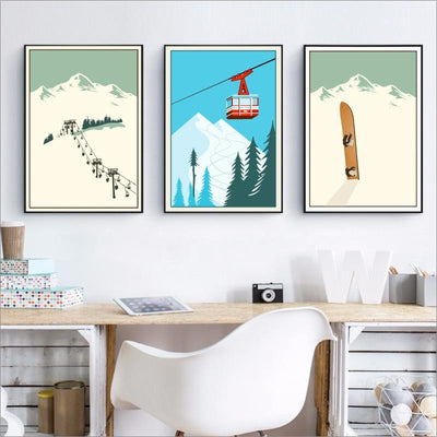 Vintage Ski-Schilderij