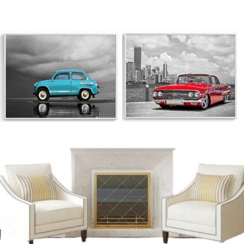 Vintage Schilderij Oude Auto