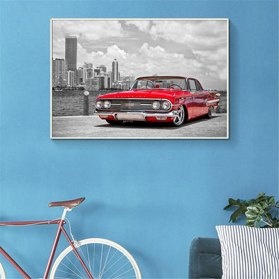 Vintage Schilderij Oude Auto