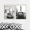 Vintage Zwart-Wit Auto Schilderij
