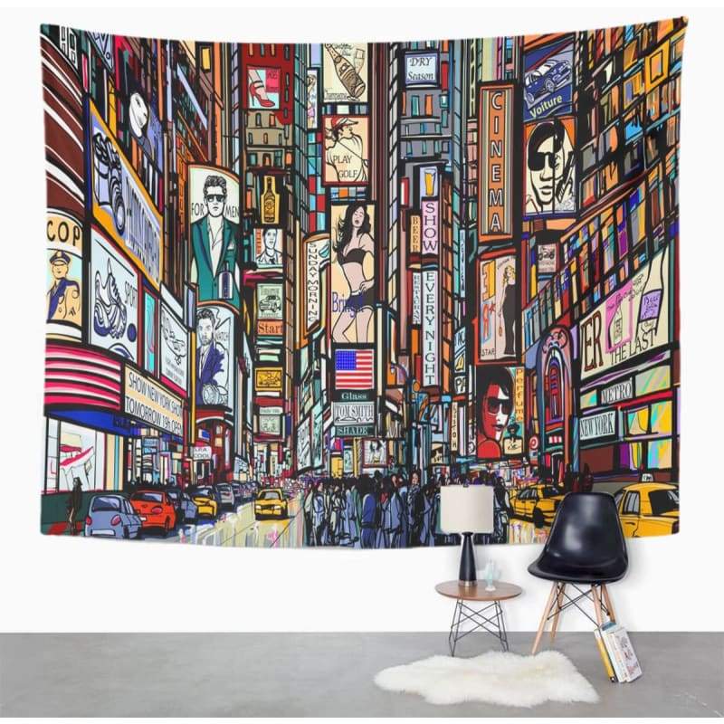 Vintage Trompe L'Oeil Wandtapijt New York